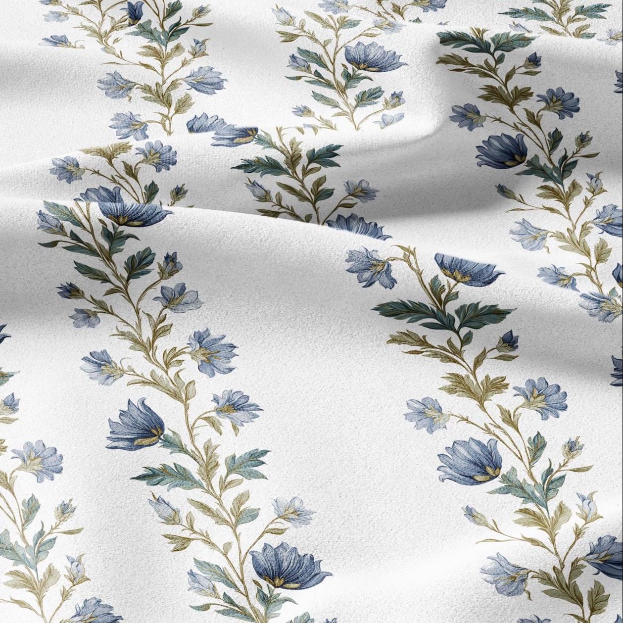 100% LINEN Fabric floral stripe print - for upholstery home decor - medium for dress making 2915