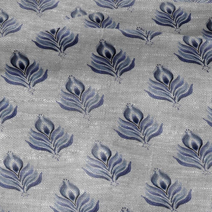 100% LINEN Fabric print Blue peacock feather - oatmeal linen fabric with animal print - heavy for home decor clothing 2746