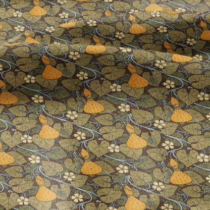 100% linen Squash prints fabric for Curtain Upholstery Cushion - Art deco flower print fabric for dress making sewing