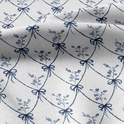 100% linen fabric Blue white diamond lattice print - Large Scale Botanical Damask Pattern for Upholstery Curtains Home Decor 3426
