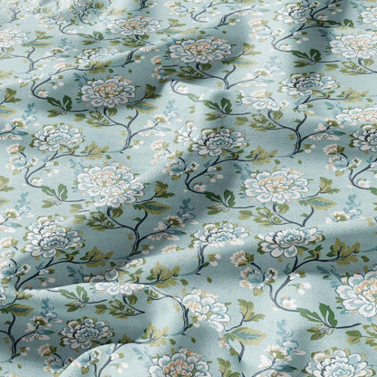 100% LINEN Fabric Chinoiserie Blossom print - modern contemporary print on linen fabric upholstery dress making curtains