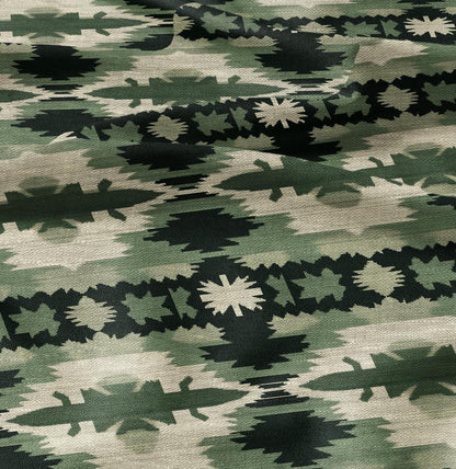 100% LINEN Fabric Western Abstract in green - tribal green print on linen print upholstery curtains dress making