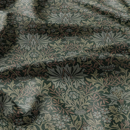 William Morris Green tapestry print on 100% LINEN fabric - Victorian Art and crafts Linen fabric botanical Historical pattern 2110
