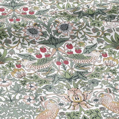 100% LINEN fabric - William Morris Strawberry thief white - British Victorian Art Craft flax - sewing home decor or clothing 3865