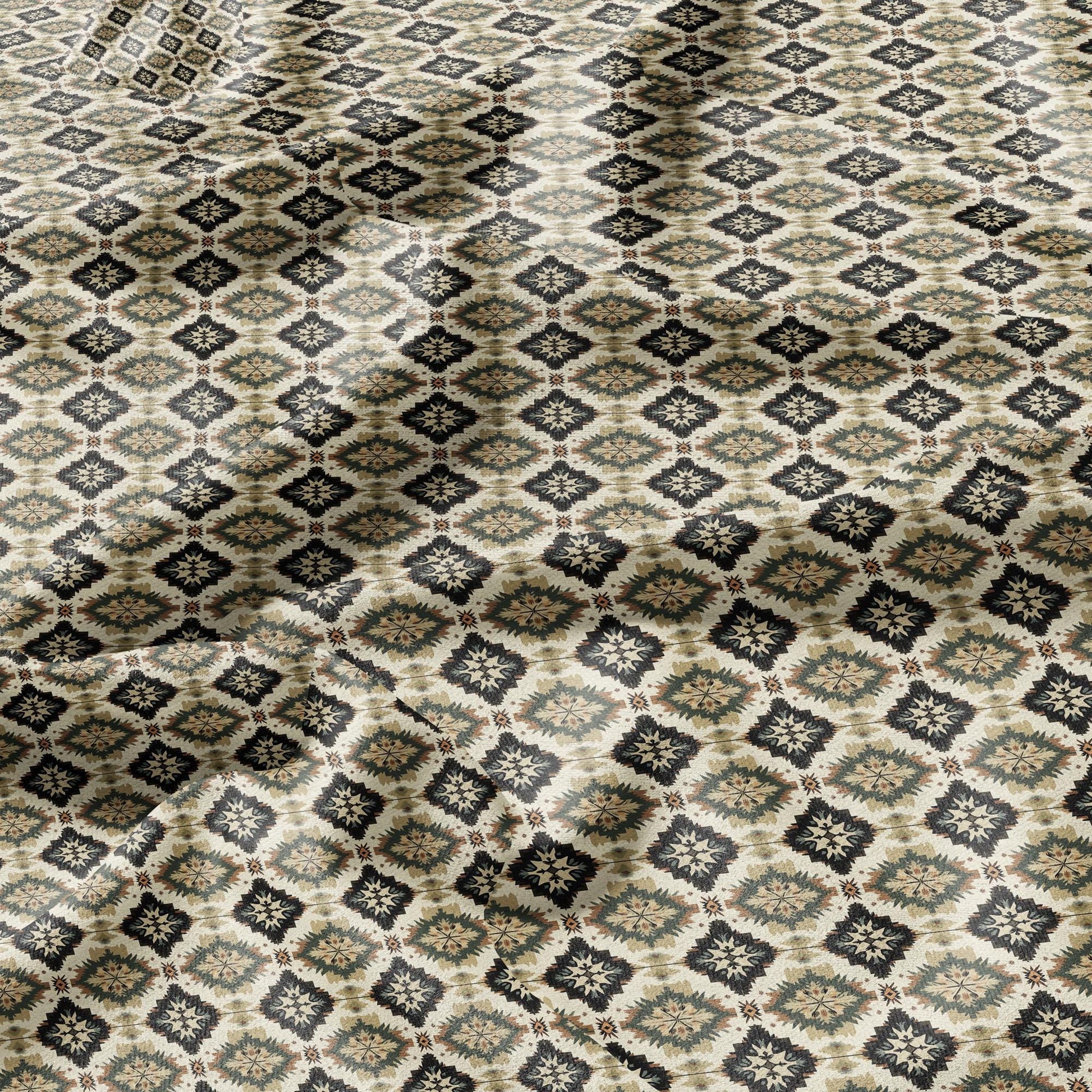 100% LINEN Fabric Western Abstract - tribal print on linen print upholstery curtains dress making