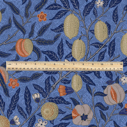 William Morris Fruits 100% LINEN Fabric - British linen floral upholstery - lemon Pomegranate home textile Victorian fabrics blue 3181