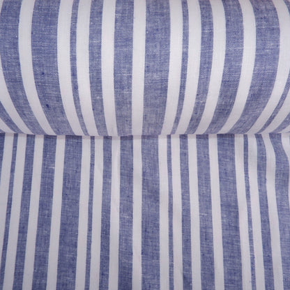 100% blue and white stripes in linen fabric - Medium weight - nautical fabric for clothing, curtains, home textile, home decor craft project