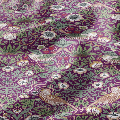 100% LINEN fabric - William Morris Strawberry thief purple - British Victorian Art Craft flax - sewing home decor or clothing 3866