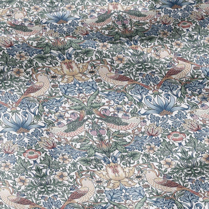 William Morris Strawberry thief 100% LINEN Art Crafts Fabric - British Victorian floral bird - home decor upholstery - clothing sewing 3730