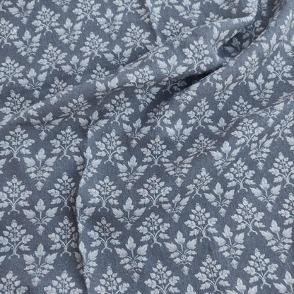 100% LINEN Fabric Tosca gray print - botanical block print upholstery curtains dress making 2074