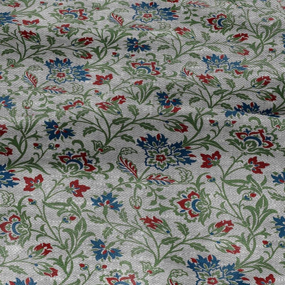 100% LINEN Fabric William Morris print  Breantwood - botanical green gray floral on oatmeal linen - modern vintage 3150