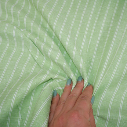 Premium Linen striped Fabric in pale green | Medium weight multicolor stripes Padua pinstripe for clothing home textile