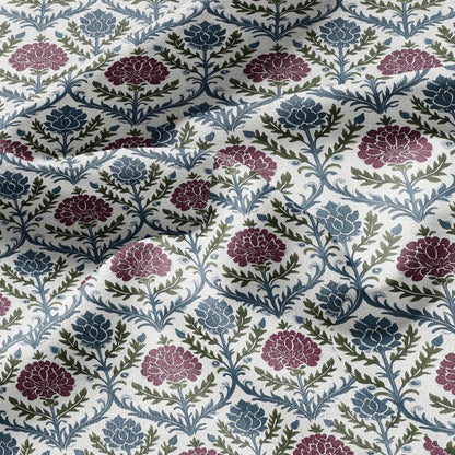 100% LINEN Fabric floral print - Grandmillennial - Modern vintage flower upholstery curtains dress making 2936