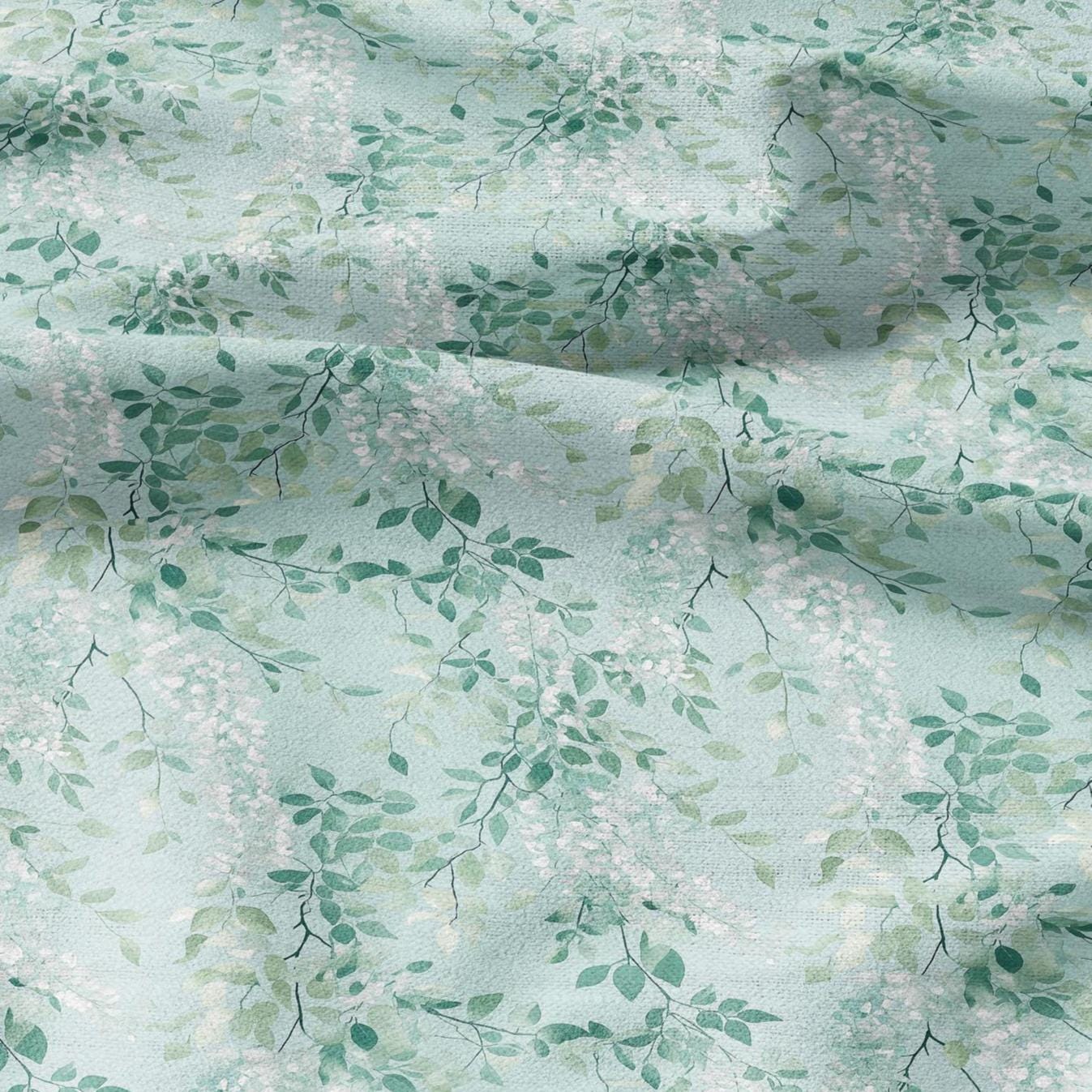 100% LINEN Fabric with Abstract greenery pattern - Mint pale green linen fabric for upholstery home decor dressmaking clothing sewing 2197