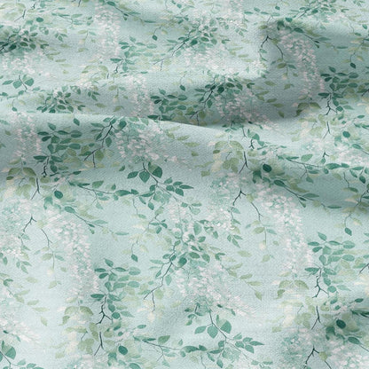 100% LINEN Fabric with Abstract greenery pattern - Mint pale green linen fabric for upholstery home decor dressmaking clothing sewing 2197