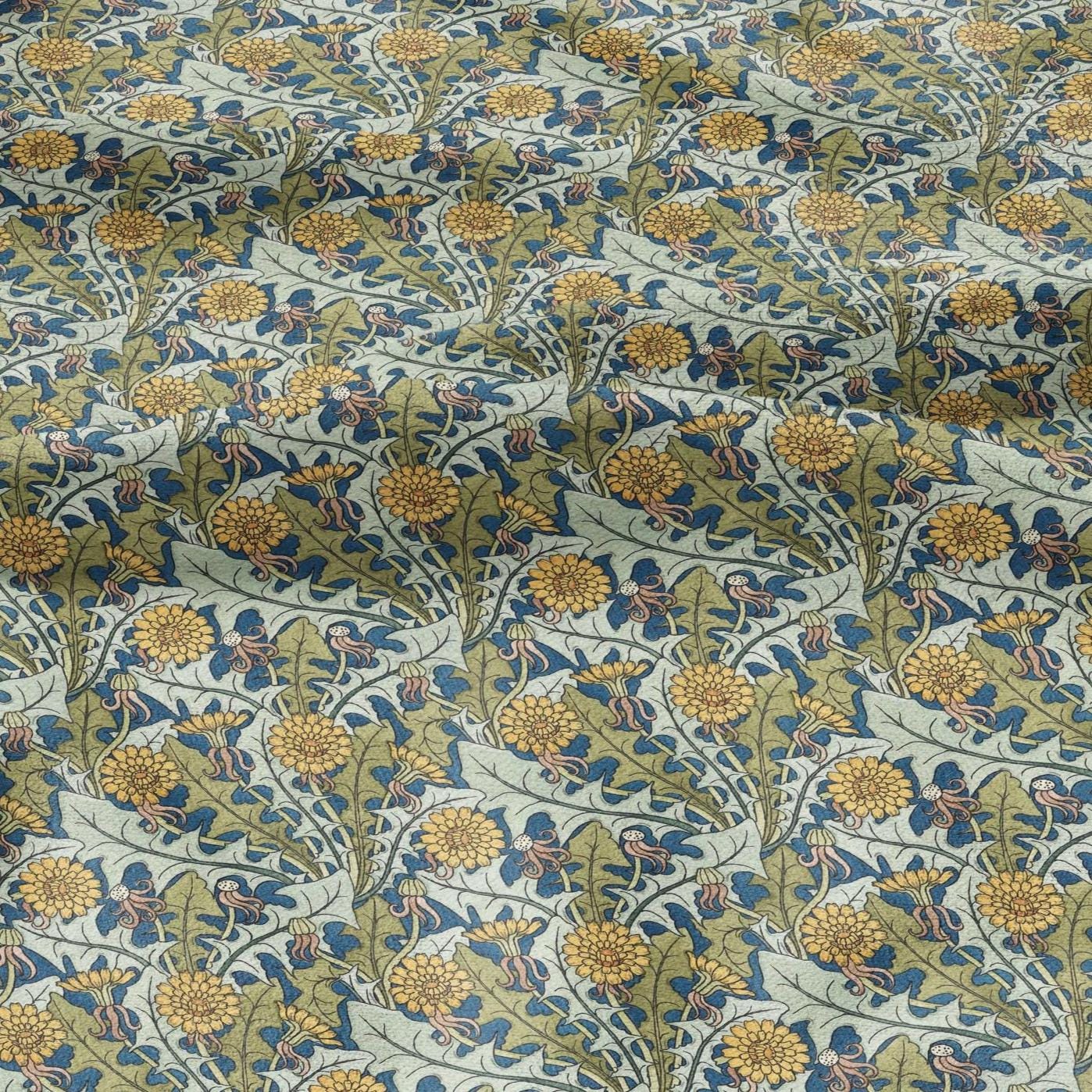 100% linen Art Nouveau Print fabric for Curtain Upholstery Cushion - Floral fabric Poppy red - for dress making sewing 2478