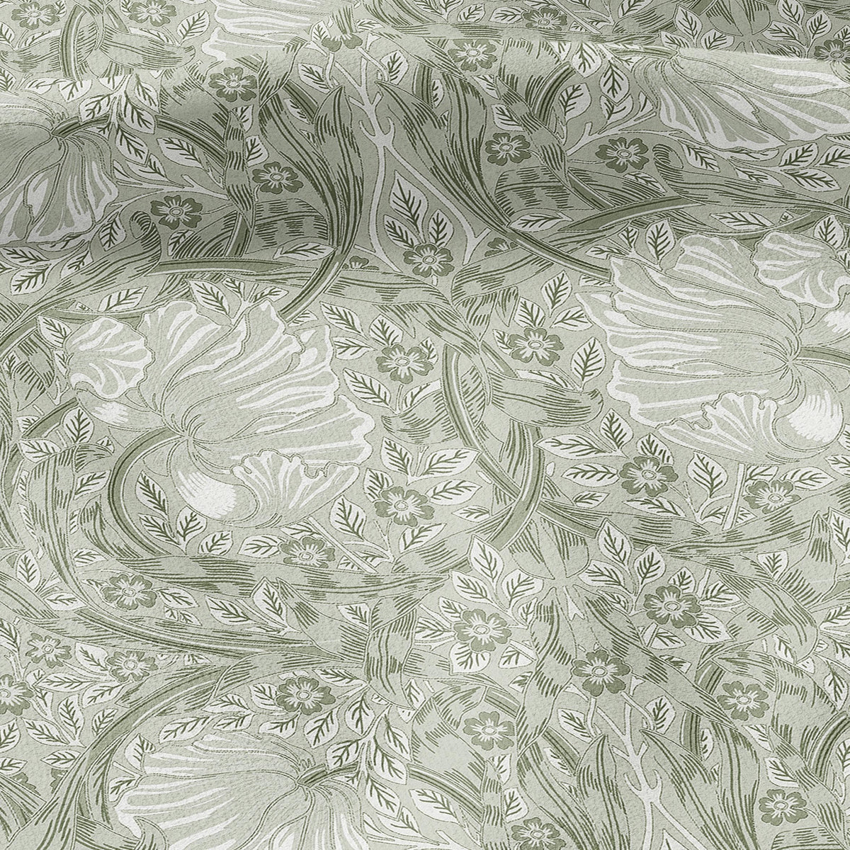 100% LINEN fabric - William Morris Pimpernel light green - British Victorian flax - sewing upholstery home decor or clothing 3807