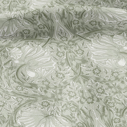 100% LINEN fabric - William Morris Pimpernel light green - British Victorian flax - sewing upholstery home decor or clothing 3807