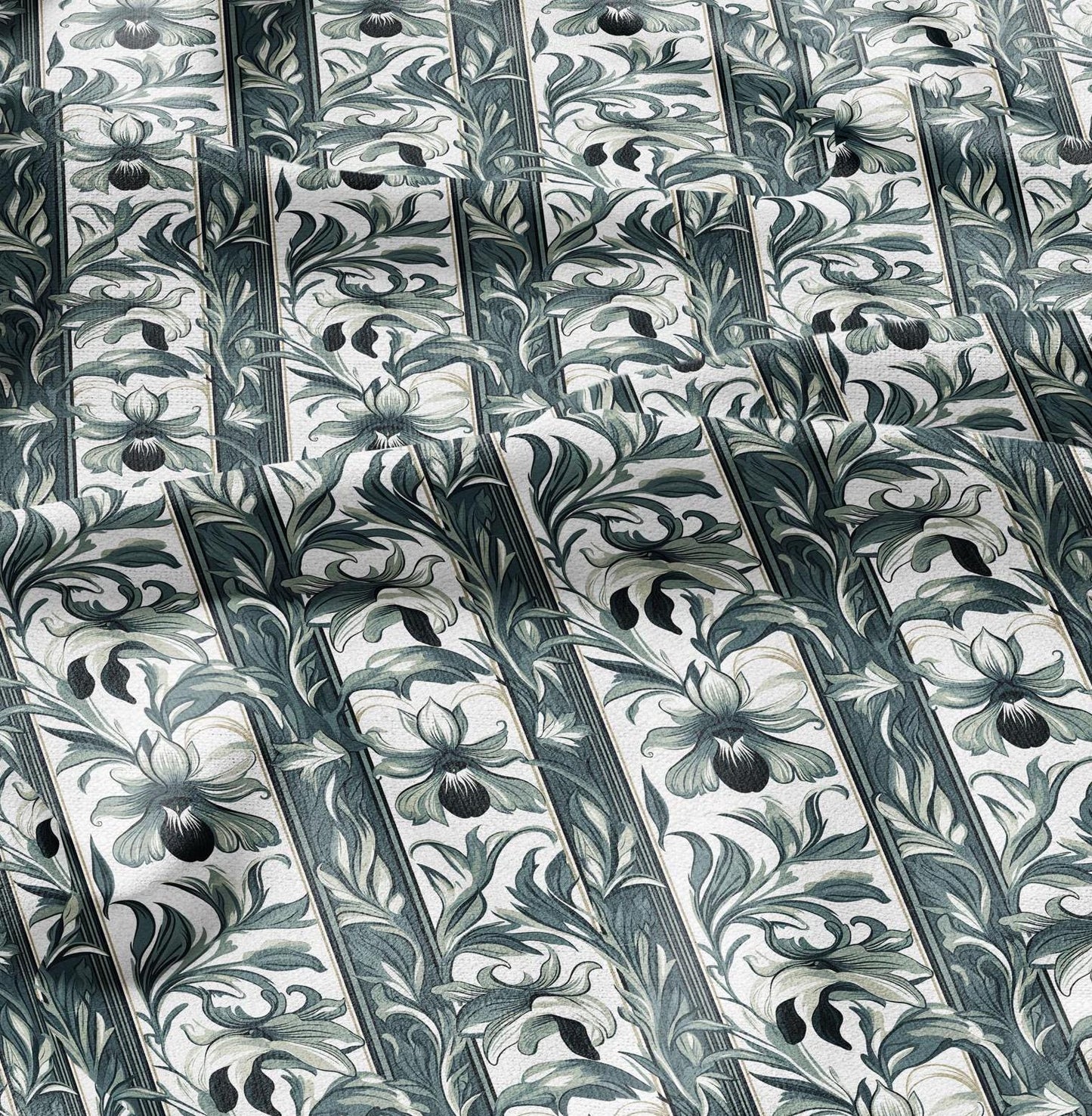 100% LINEN Fabric Art deco floral - narcissus botanical linen Fabric for upholstery dressmaking curtains home textile Art Nouveau