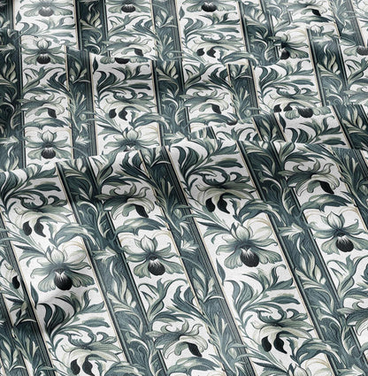 100% LINEN Fabric Art deco floral - narcissus botanical linen Fabric for upholstery dressmaking curtains home textile Art Nouveau