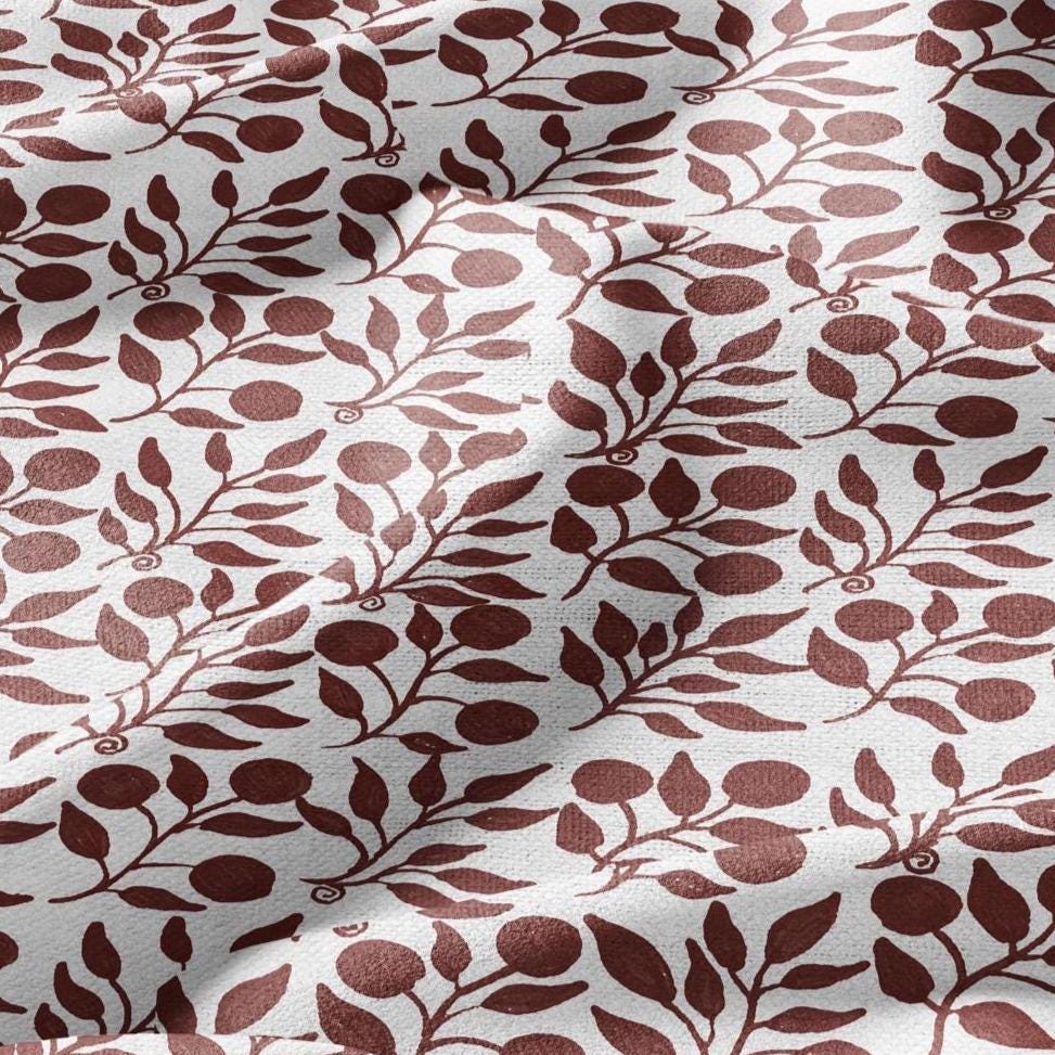 100% LINEN Fabric William Morris Rosehip red print - British linen floral upholstery home textile Victorian fabrics 3287