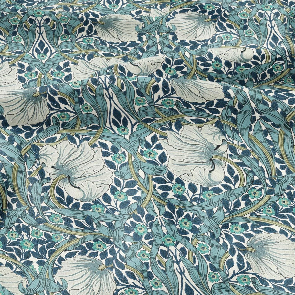 100% LINEN fabric - William Morris Pimpernel mineral - British Victorian flax - sewing upholstery home decor or clothing 3828