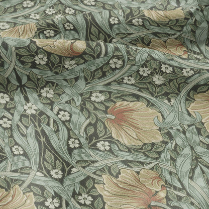 100% LINEN fabric - William Morris Pimpernel bayleaf green - British Victorian flax - sewing upholstery home decor or clothing 3820