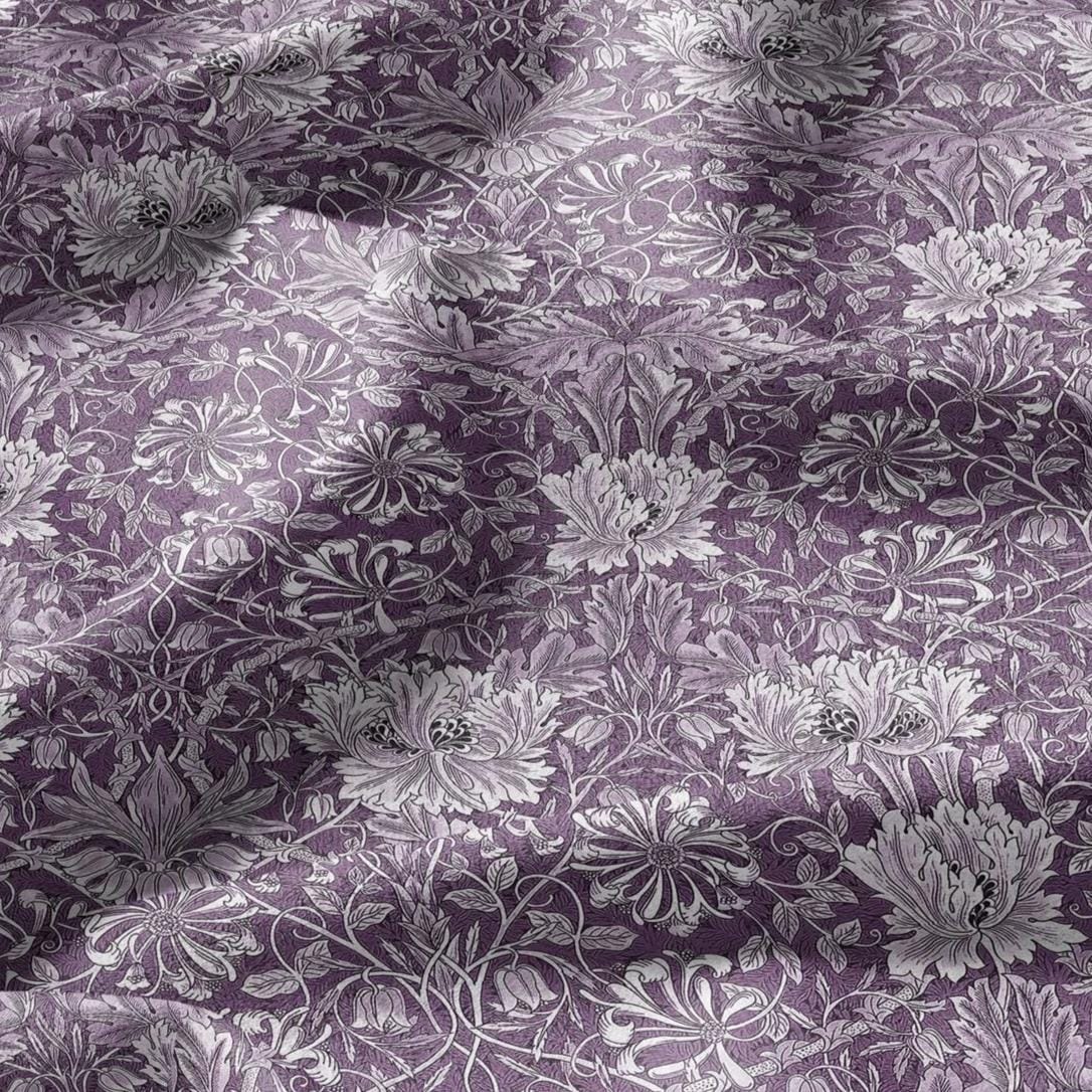 100% linen fabric William Morris Honeysuckle pale purple print - Victorian Art crafts - Historical  upholstery dress making 3282