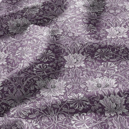 100% linen fabric William Morris Honeysuckle pale purple print - Victorian Art crafts - Historical  upholstery dress making 3282