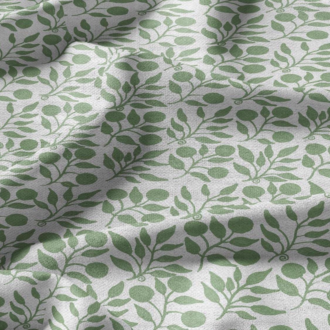 100% LINEN Fabric William Morris Rosehip pale green print - British linen floral upholstery home textile Victorian fabrics 3268