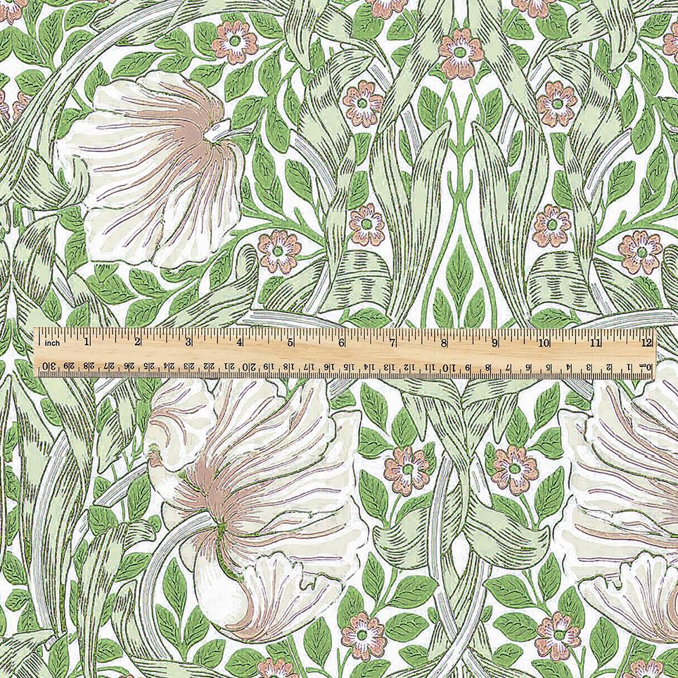 100% LINEN fabric - William Morris Pimpernel apple green - British Victorian Art Craft flax - sewing upholstery home decor or clothing 3838