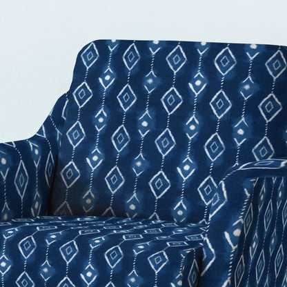 100% LINEN Fabric UPHOLSTERY 12oz - Indigo Shibori Stripe - Modern Geometric Dark Blue Neutral Tiled Minimal upholstery 2985