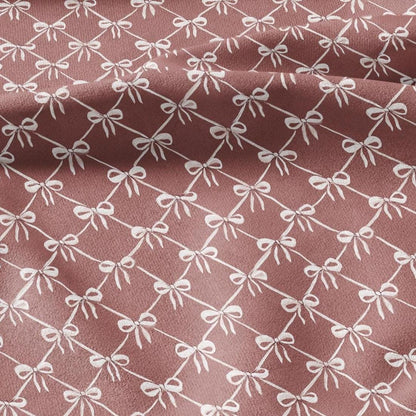 100% LINEN Fabric Ribbon bow trellis linen -pink white fabric for upholstery home decor dress making 3009