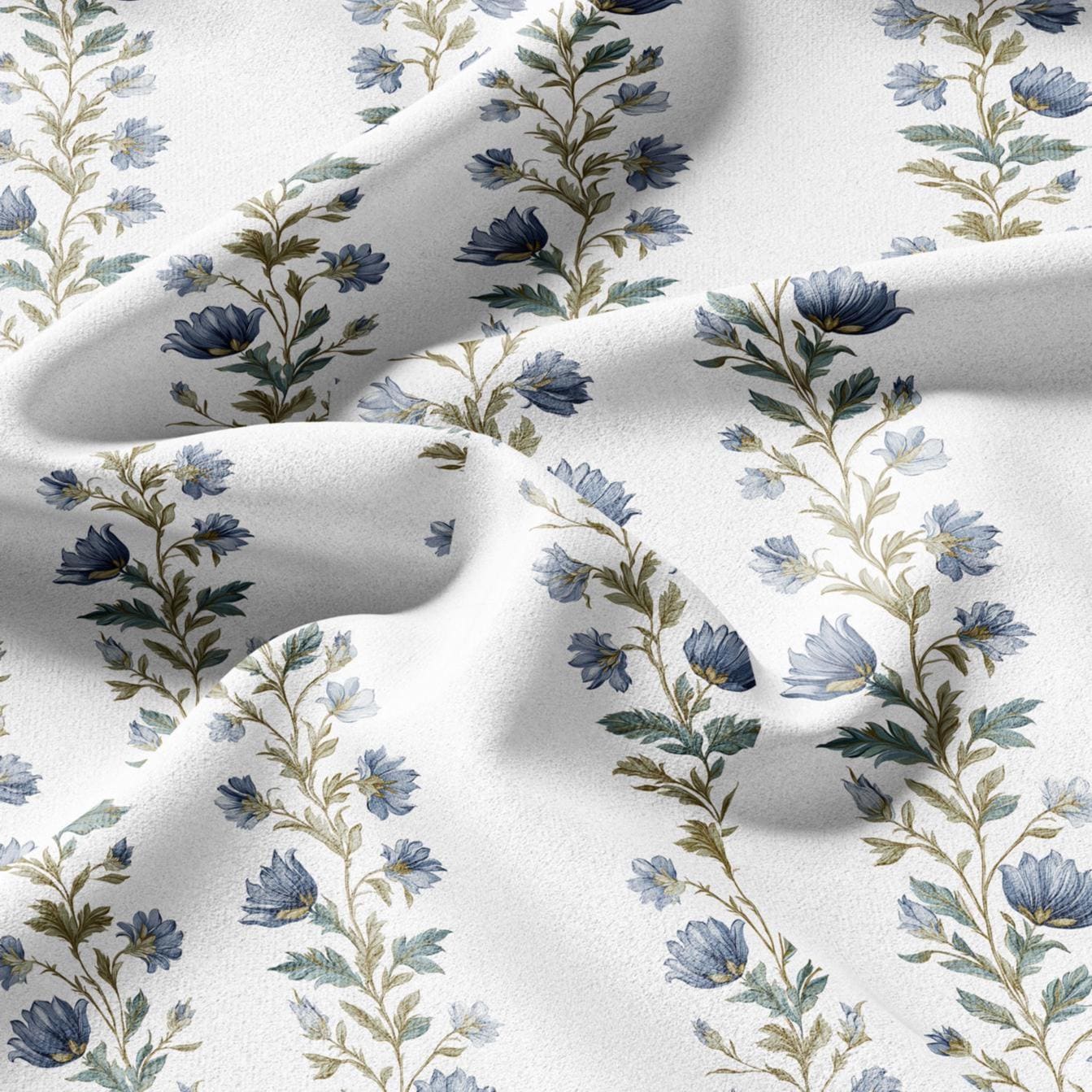 100% LINEN Fabric floral stripe print - for upholstery home decor - medium for dress making 2915