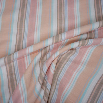 Premium Linen striped Fabric in blush pink white | Medium weight multicolor stripes Lisbon Stripe for clothing home textile