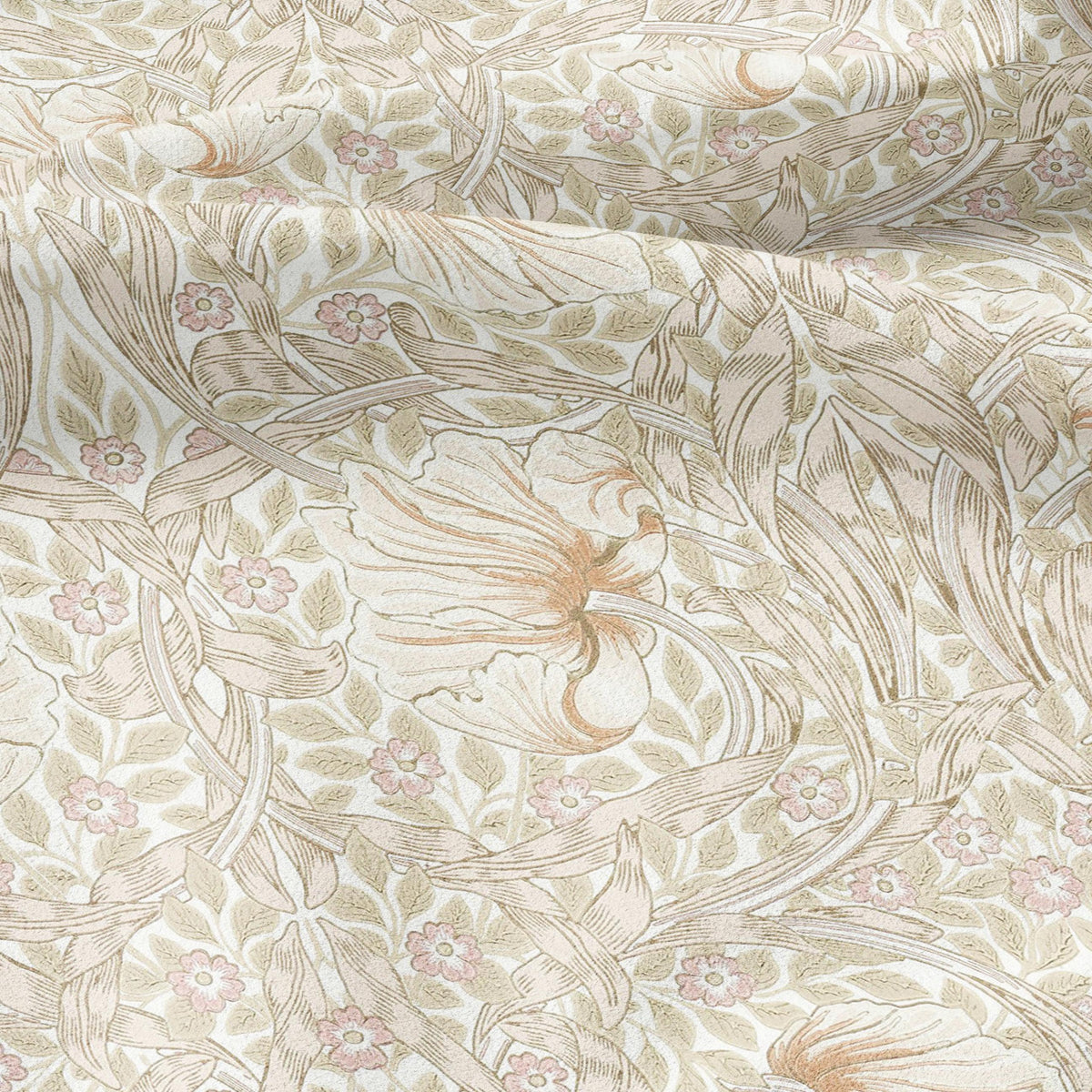 100% LINEN fabric - William Morris Pimpernel beige - British Victorian flax - sewing upholstery home decor or clothing 3848