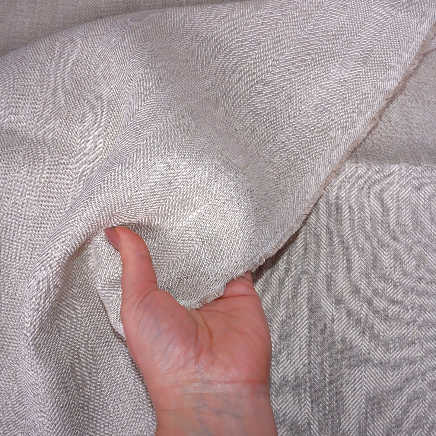 Fishbone 100% linen fabric - Broken twill Herringbone - Black White Blue Grey - Heavy weight, dense. For upholstery, jackets, home textile