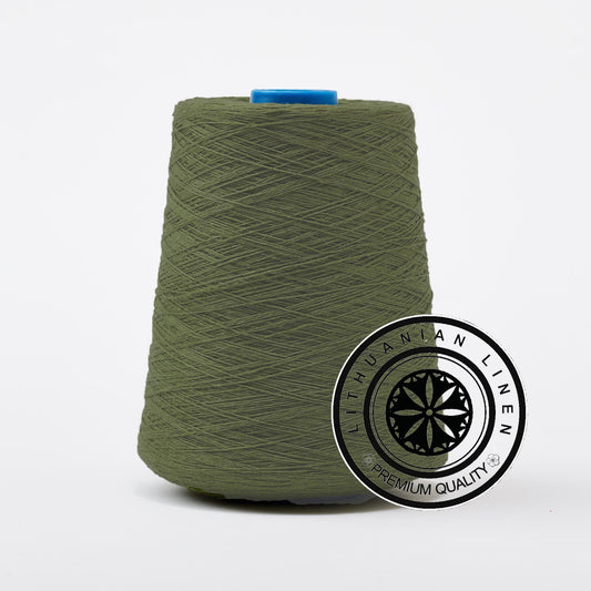 100% linen threads. Muddy green. 1-ply, 2-ply, 3-ply and 4-ply. Flax Yarns Crochet, weaving, embroidery, crafts, knitting