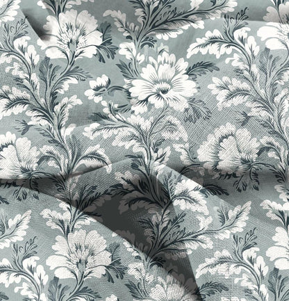 100% LINEN Fabric Floral sage green print - 2018