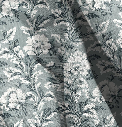 100% LINEN Fabric Floral sage green print - 2018