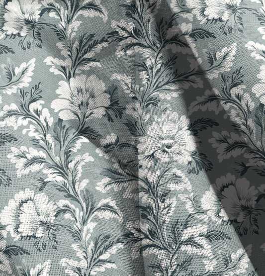 100% LINEN Fabric Floral sage green print - 2018