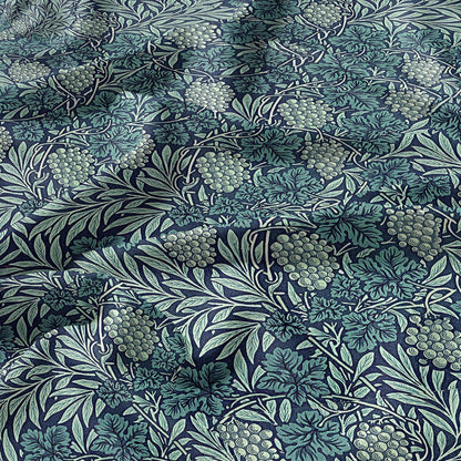 100% LINEN Fabric wine grapes print  from William Morris - blue floral 2101