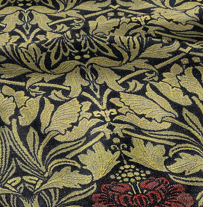 William Morris Roses 100% LINEN Fabric - golden yellow floral 2117