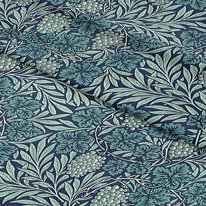 100% LINEN Fabric wine grapes print  from William Morris - blue floral 2101