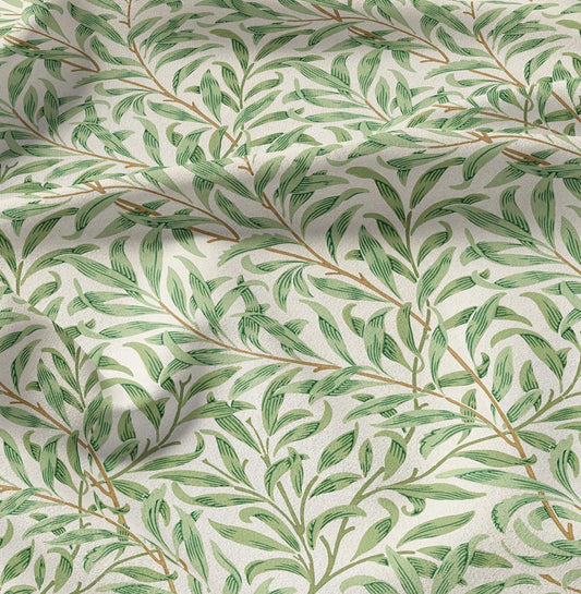 William Morris Willow print on 100% LINEN fabric - green botanical 2109