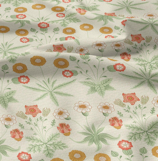 William Morris Daisy print 100% LINEN fabric - floral beige 2116
