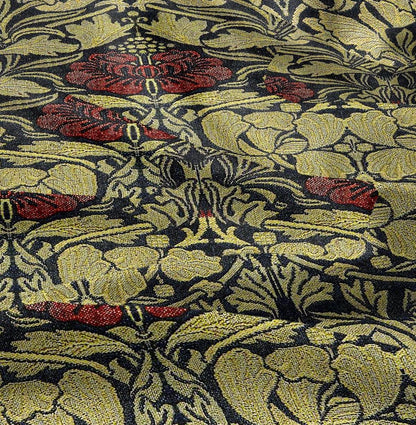 William Morris Roses 100% LINEN Fabric - golden yellow floral 2117