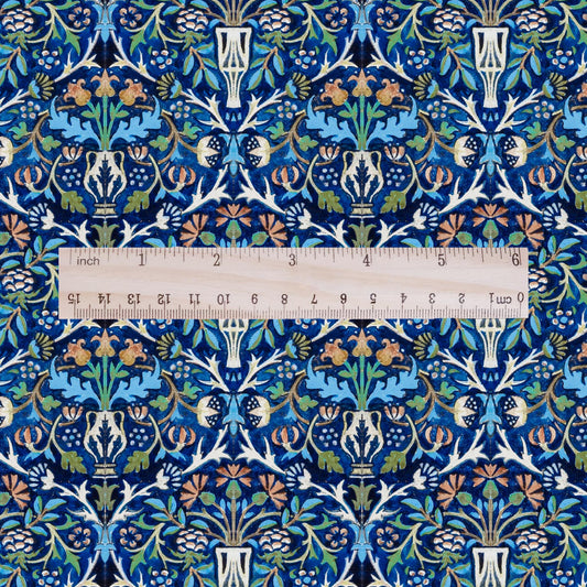 William Morris Blue tapestry print  100% LINEN Fabric - 2106