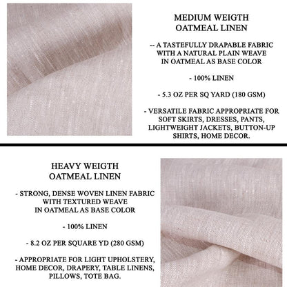 100% LINEN Fabric Lobster  - oatmeal with green purple grey coastal print 2048