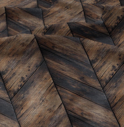 100% LINEN Fabric Brown wooden planks print 2342